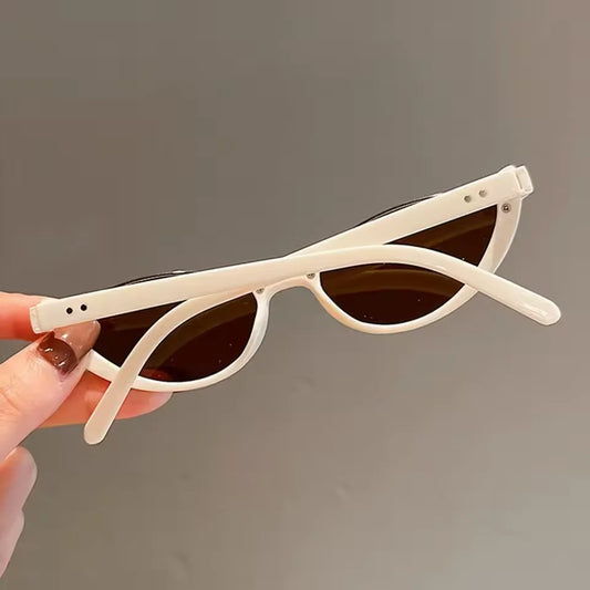 Cat Eye Sunglasses Half-frame Eyewear, New Vintage Trendy Fashion Small Frame for Women Men, UV Protection for Driving Cycling Outdoor Use