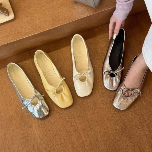 Luxury Fashion Butterfly-Knot Ladies Flat With Shoes Female Slides Footwear Shallow Ballet Flats Dance Shoes For Women