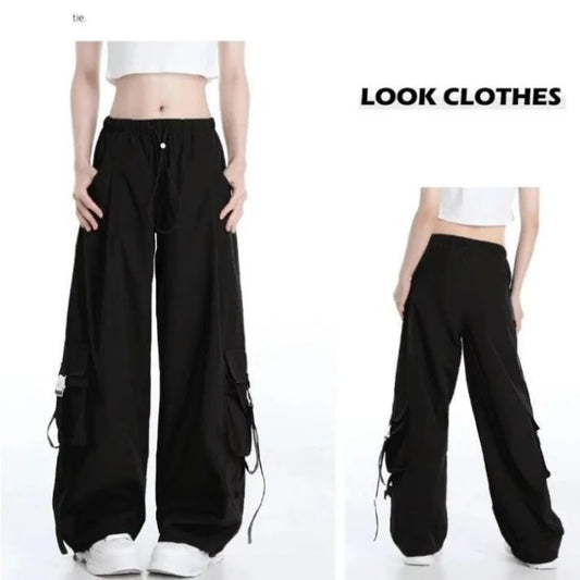 2026 Girl Spring Autumn New Casual Tracksuit Matching Set Korean Elegant Fake Two-piece Hooded Sweatshirt+Loose Cargo Pants Suit