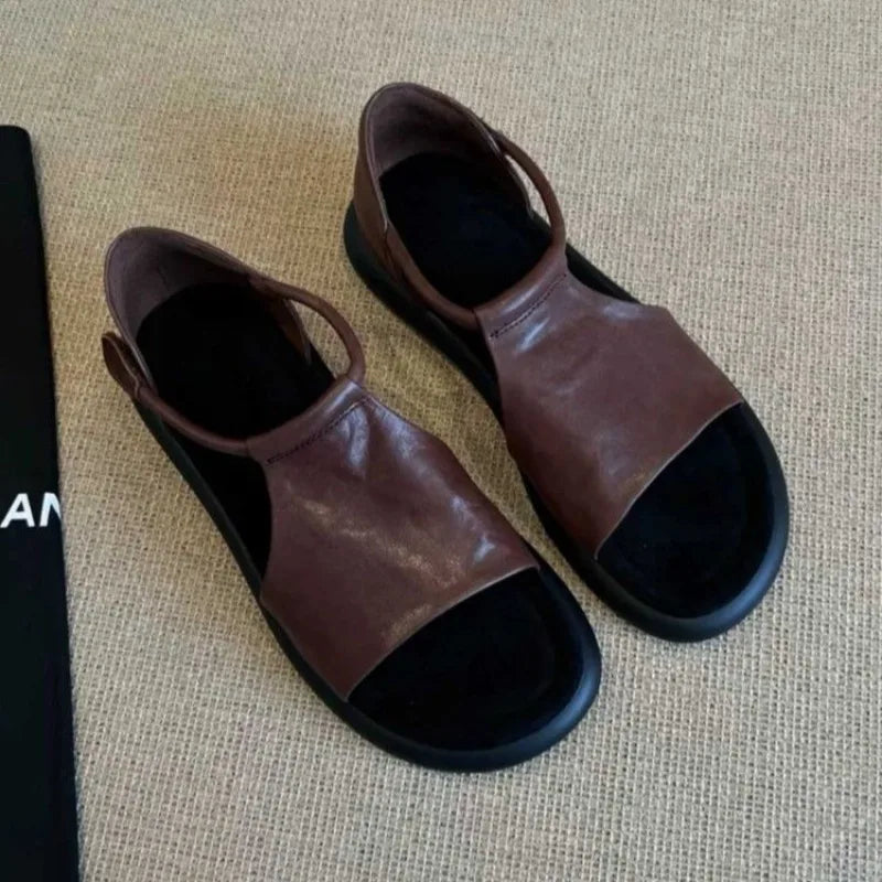 2026 Summer New Genuine Leather Elegant Fashionable Sandals for Women Platform Wedge Sandals Casual Roman Women's Shoes