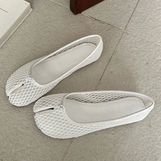 Summer Hollow Out Mesh Split Toe Women Tabi Ballet Flats Comfortable Walking Loafers Casual Ladies Dance Shoe Zapatos De Mujer