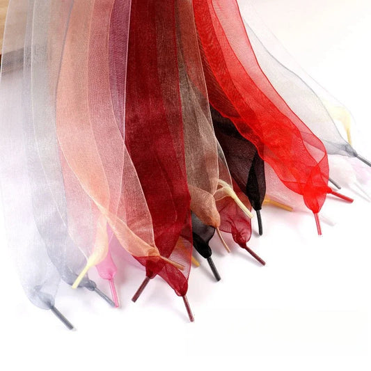 Fashion Chiffon Yarn Shoelaces 4cm Wider Flat Silk Shoelace Sneakers Rope Laces for Shoes Shoes Accessories 100/120/140/160CM