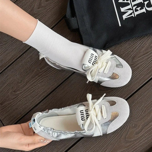 2026 New Women's Casual Sneakers Summer Cozy Shallow Ballet Flats Shoes New Women Lace Up Sport Shoes Zapatos De Mujer