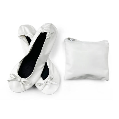 Women's Foldable Portable Ballet Flats Soft Sole Roll Up Slippers Slip OnComfy ancing Flat Shoes for Travel Wedding with Bag