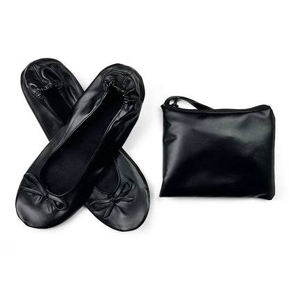 Women's Foldable Portable Ballet Flats Soft Sole Roll Up Slippers Slip OnComfy ancing Flat Shoes for Travel Wedding with Bag