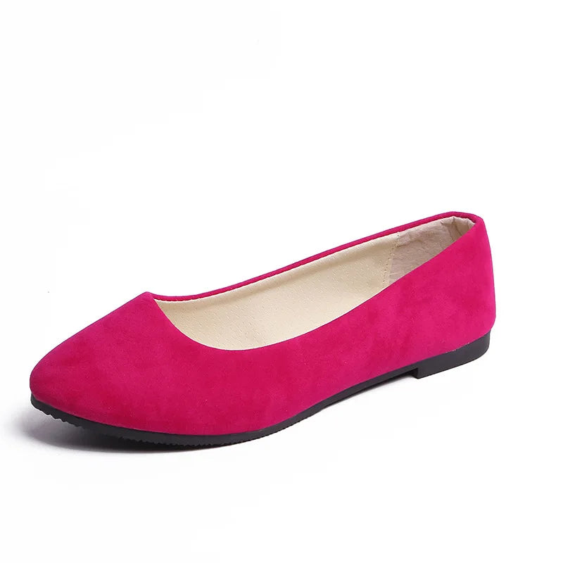Slip On Women Flats Shoes Candy Color Pointed Toe Female Loafers Large Size Shoes Woman Spring Flock Ladies Ballet Flats WSH2214