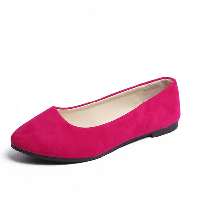 Slip On Women Flats Shoes Candy Color Pointed Toe Female Loafers Large Size Shoes Woman Spring Flock Ladies Ballet Flats WSH2214