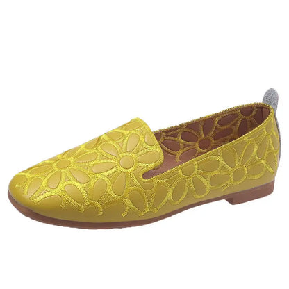 Size 35-42 Square Toe Summer Shoes for Women Embroidery Designer Shoes Soft Slipon Loafers Moccasin Leisure Women's Ballet Flats