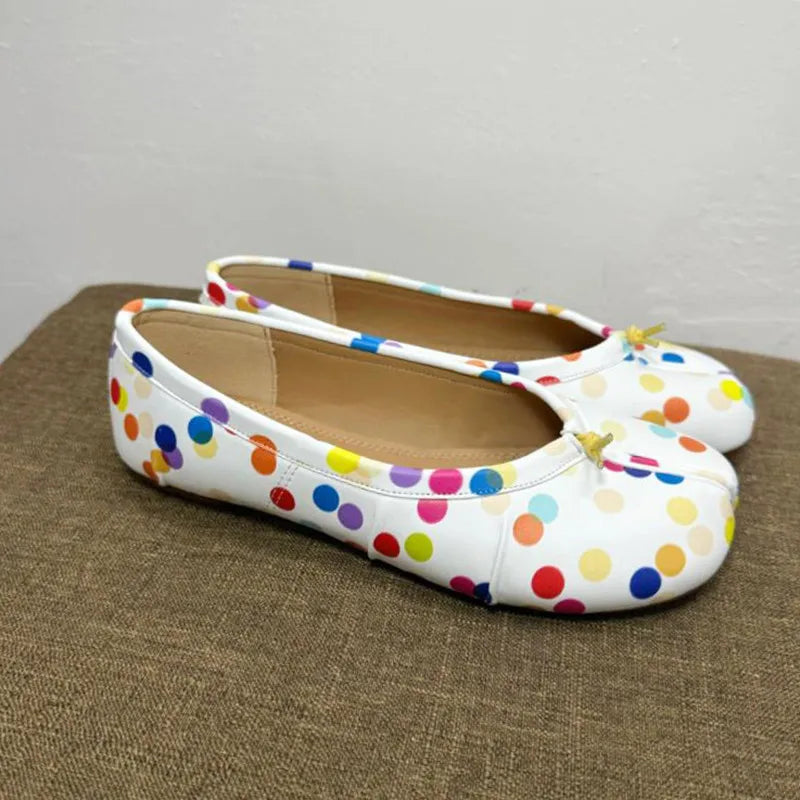 Fashion Colorful Polka Dot Split toe Women Ballet Flats Sweet Spring Summer Tabi Walking Loafers Casual Girls Dance Lazy Shoes