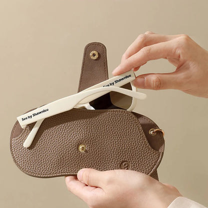 Soft Lychee Pattern Pu Leather Glasses Bag Retro Sunglasses Case Portable Myopia Frame Case Simple Eyeglasses Bag