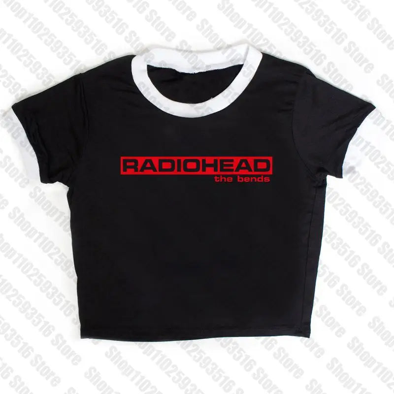 Crop Top Emo Girl Gothic Letter Print Cute Black Baby Tee Punk Streetwear Vintage Grunge T-Shirt Y2k Clothes Summer Women's Slim