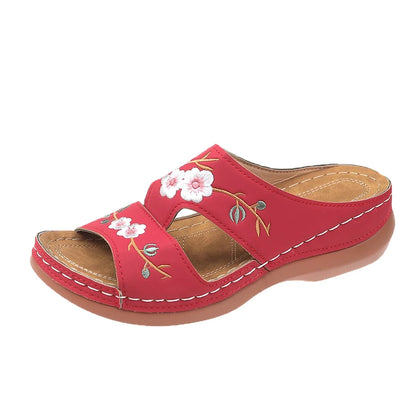 Summer Women Wedge Sandals Premium Orthopedic Open Toe Slippers Vintage Anti-Slip Leather Casual Female Platform Retro Shoes