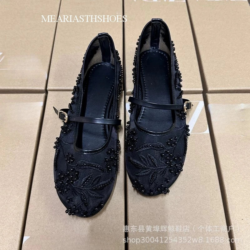 Original Shoes Ballet Flats Stylish suede leather Women's Mary Jane Ballet Shoes Laofers Casual Soft Leather Comfortable Flat