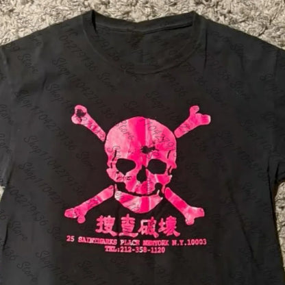 Y2K 2000s Anime Cute Casual Emo Print Baby Tee Streetwear Gothic Harajuku Graphic Aesthetic Punk T-shirt Women Vintage