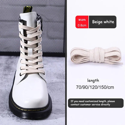 1Pair Quality Flat Waterproof Shoe laces Waxed Cotton Shoelaces Unisex Boots Casual Sneakers Shoelace Leather Laces Shoes