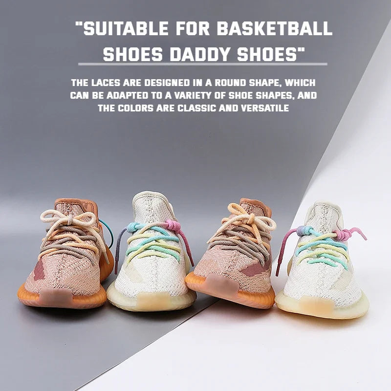 1Pair Colorful Round Shoelaces Rainbow Cotton Shoelace Running Sneakers Laces 80/100/120/140/160CM Shoe laces Shoes Accessories