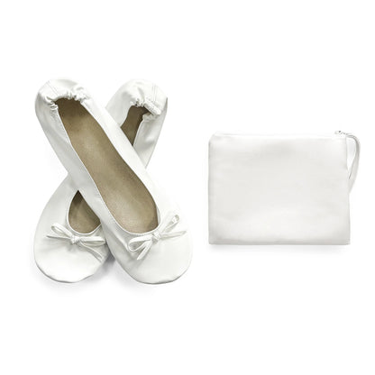 Women's Foldable Portable Ballet Flats Soft Sole Roll Up Slippers Slip OnComfy ancing Flat Shoes for Travel Wedding with Bag