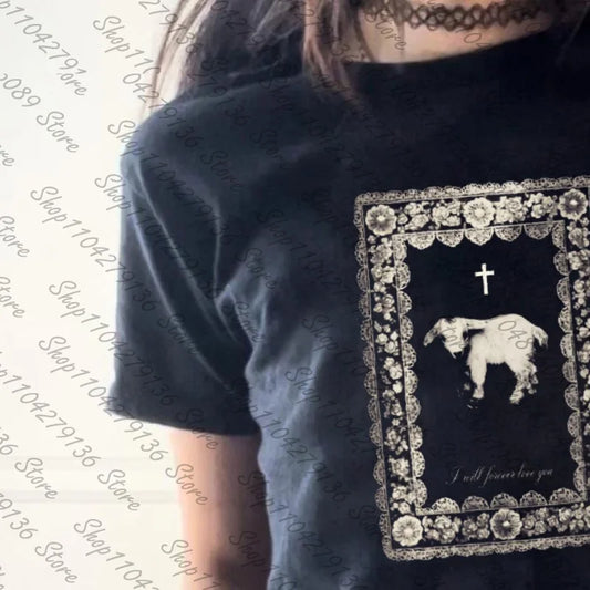 Gothic Harajuku Slim Short Sleeve T-shirt Fashion Summer Fashion Crop Top Streetwear Emo Girl Y2k Style Women's T-shirt Baby Tee