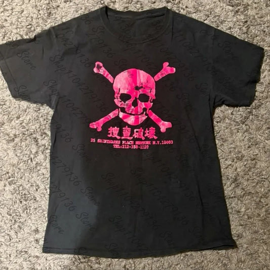 Y2K 2000s Anime Cute Casual Emo Print Baby Tee Streetwear Gothic Harajuku Graphic Aesthetic Punk T-shirt Women Vintage