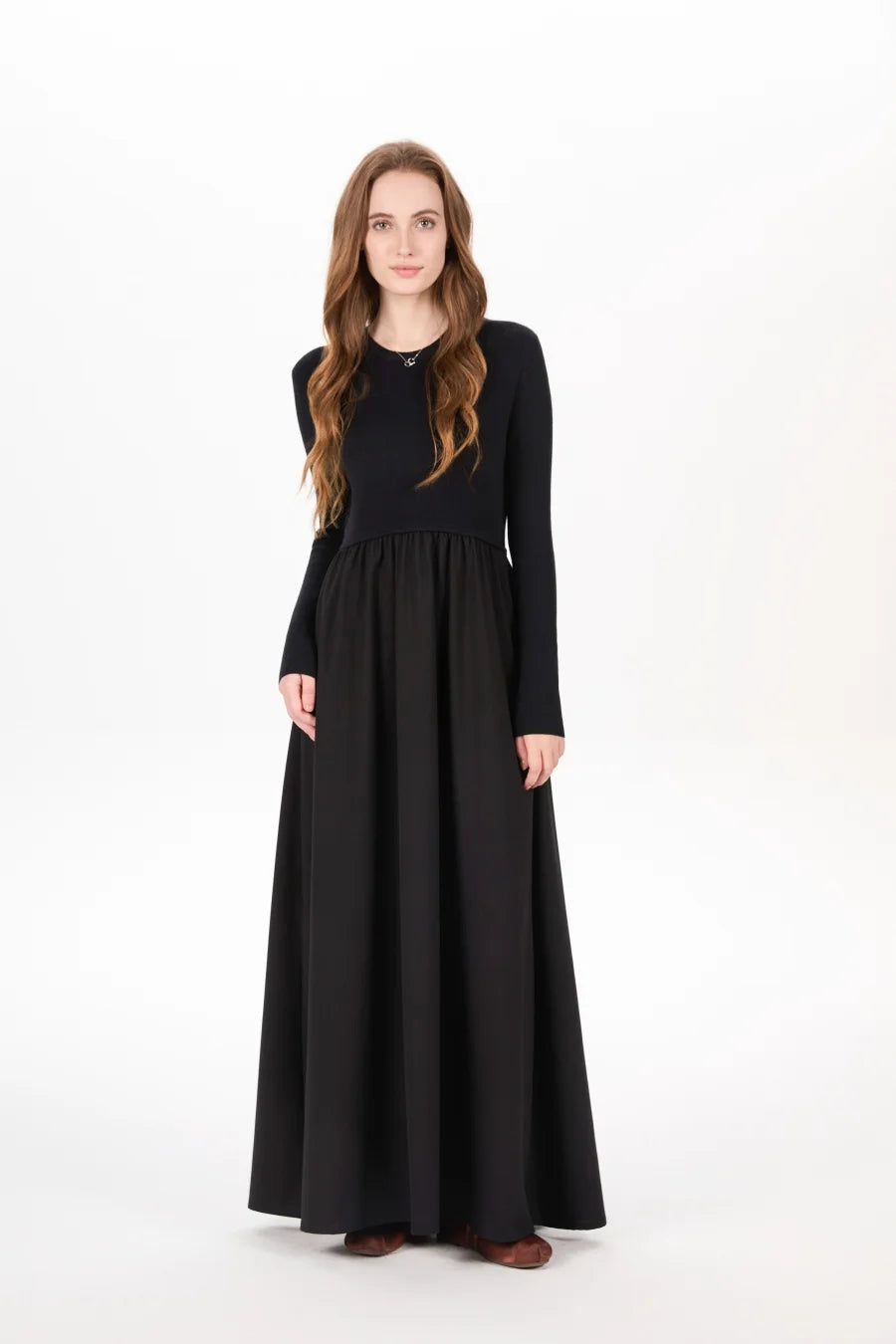 AS AW25 stripe knitting cardigan + sleeveless patch dress maxi matching set for woman clothing