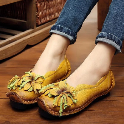 Brand Luxury Genuine Leather Loafer Shoes Women's Retro Flats Vintage Moccasins Ladies Ballet Flats Slip On Shallow Shoes