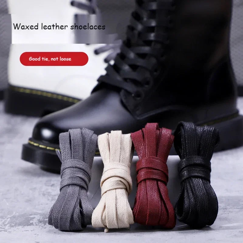 1Pair Quality Flat Waterproof Shoe laces Waxed Cotton Shoelaces Unisex Boots Casual Sneakers Shoelace Leather Laces Shoes