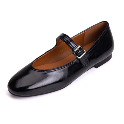 JOZHAMTA Size 33-42 Women Ballet Flats Shoes Real Leather Buckle Strap Casual Loafers Low Heels Luxury Mary Janes Office Lady