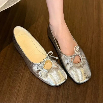 Luxury Fashion Butterfly-Knot Ladies Flat With Shoes Female Slides Footwear Shallow Ballet Flats Dance Shoes For Women