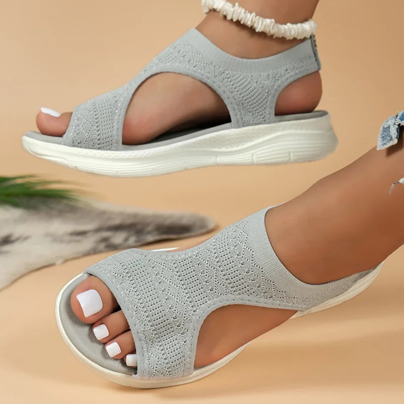 Women Summer Shoes 2025 New Mesh Fish Platform Sandals Women's Open Toe Wedge Sandals Ladies Light Casual Shoes Zapatillas Muje