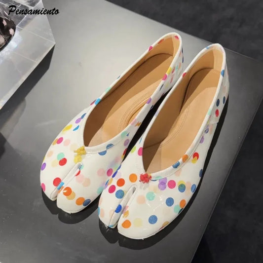 Fashion Colorful Polka Dot Split toe Women Ballet Flats Sweet Spring Summer Tabi Walking Loafers Casual Girls Dance Lazy Shoes