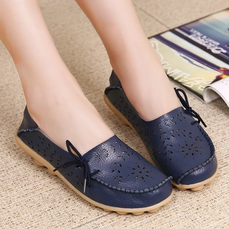 Women Shoes Leather Ballet Flats Zapatos Mujeres 2026 Trend Loafers Women's Summer Shoes Casual Flats Breather Summer Footwear
