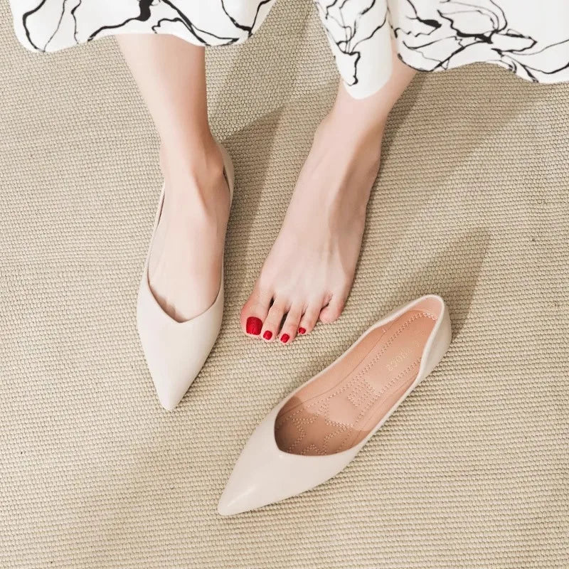 Spring Autumn Women Flats Pointed Toe New 2021 Plaid Ballet Flats Woman Shoes Solid Color Boat Shoes zapatos mujer Single Shoes
