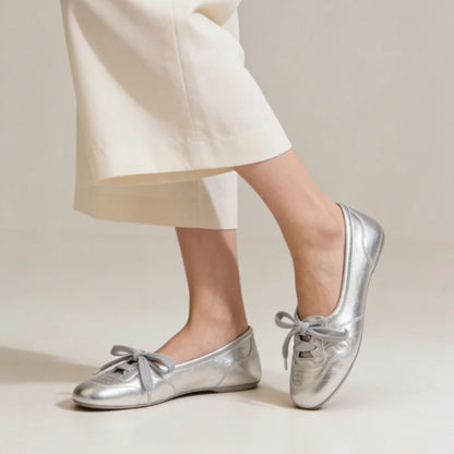 Women's Soft Ballet Flats Lace Up Bow Knot Slip On Loafers Comfortable Walking Round Toe Casual Shoes Spring Summer