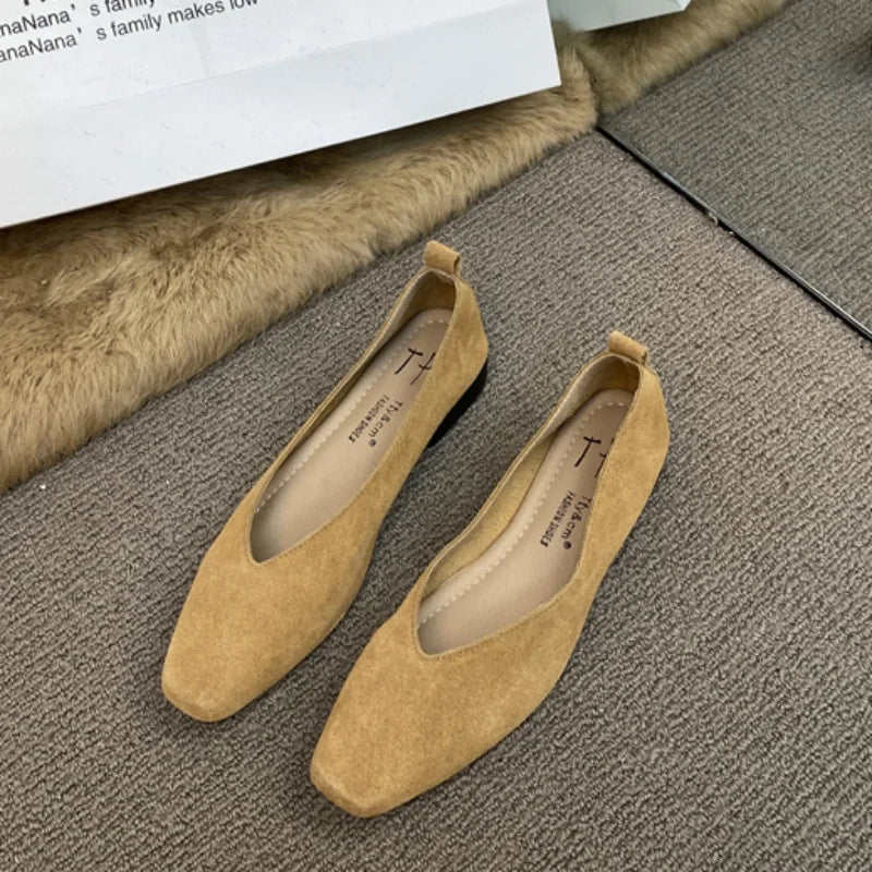 Bailamos Women Red Lightweight Shoes Square Toe  Slip On Vintage Soft Ballet Flats Female Shoes Ballet Flats Casual Sneaker Shoe