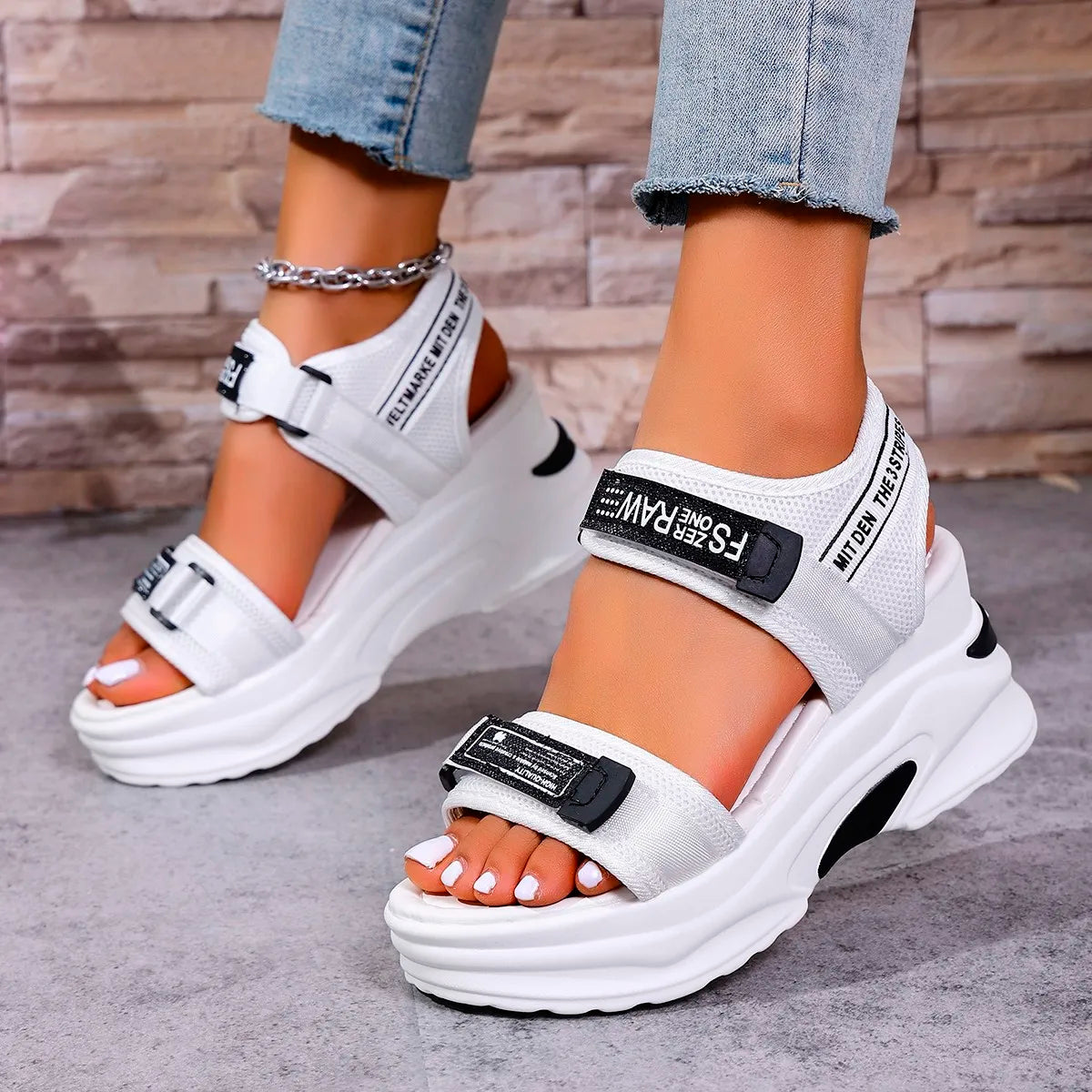 Women Platform Wedge Sandals Summer Fashion New Comfortable Shoes for Women Light Casual Velcro Beach Sandals Zapatos De Mujer