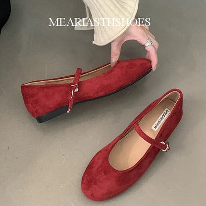 Original Shoes Ballet Flats Stylish suede leather Women's Mary Jane Ballet Shoes Laofers Casual Soft Leather Comfortable Flat