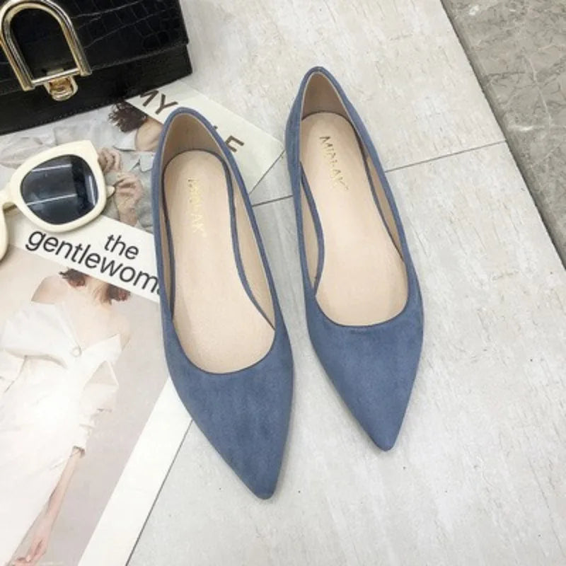 Spring Autumn Women Flats Pointed Toe New 2021 Plaid Ballet Flats Woman Shoes Solid Color Boat Shoes zapatos mujer Single Shoes