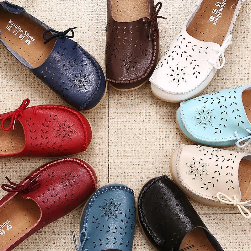 Women Shoes Leather Ballet Flats Zapatos Mujeres 2026 Trend Loafers Women's Summer Shoes Casual Flats Breather Summer Footwear