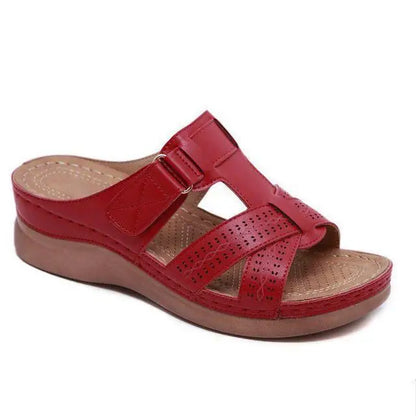 Summer Women Wedge Sandals Premium Orthopedic Open Toe Slippers Vintage Anti-Slip Leather Casual Female Platform Retro Shoes