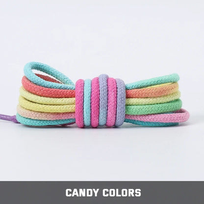 1Pair Colorful Round Shoelaces Rainbow Cotton Shoelace Running Sneakers Laces 80/100/120/140/160CM Shoe laces Shoes Accessories
