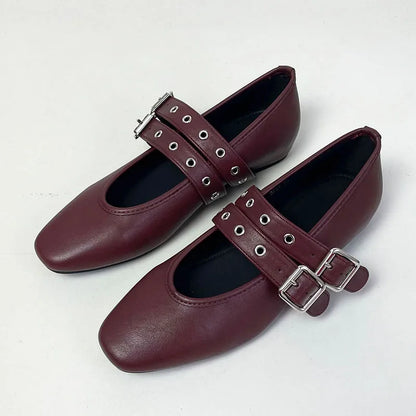 Female Buckle Strap Footwear Ballet Flats Fashion Women Dance Shoes Spring Round Toe Ladies Flats With Lolita Shoes