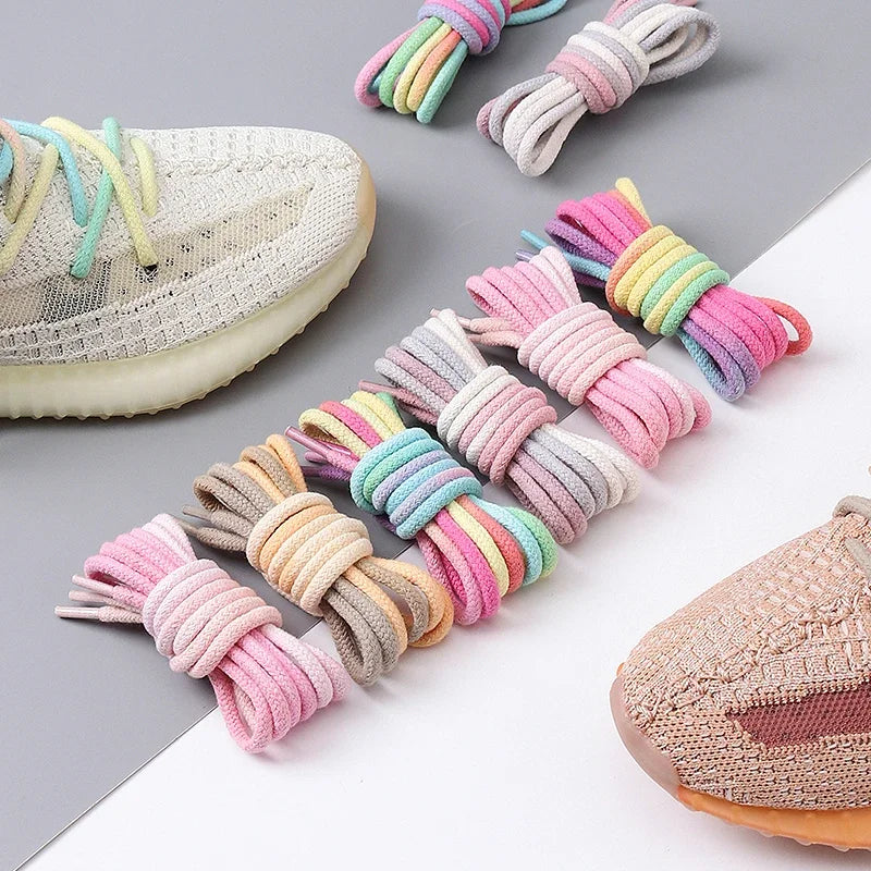 1Pair Colorful Round Shoelaces Rainbow Cotton Shoelace Running Sneakers Laces 80/100/120/140/160CM Shoe laces Shoes Accessories