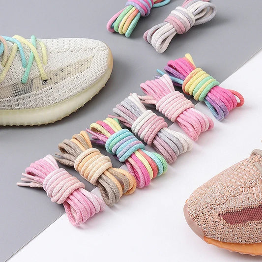 1Pair Colorful Round Shoelaces Rainbow Cotton Shoelace Running Sneakers Laces 80/100/120/140/160CM Shoe laces Shoes Accessories