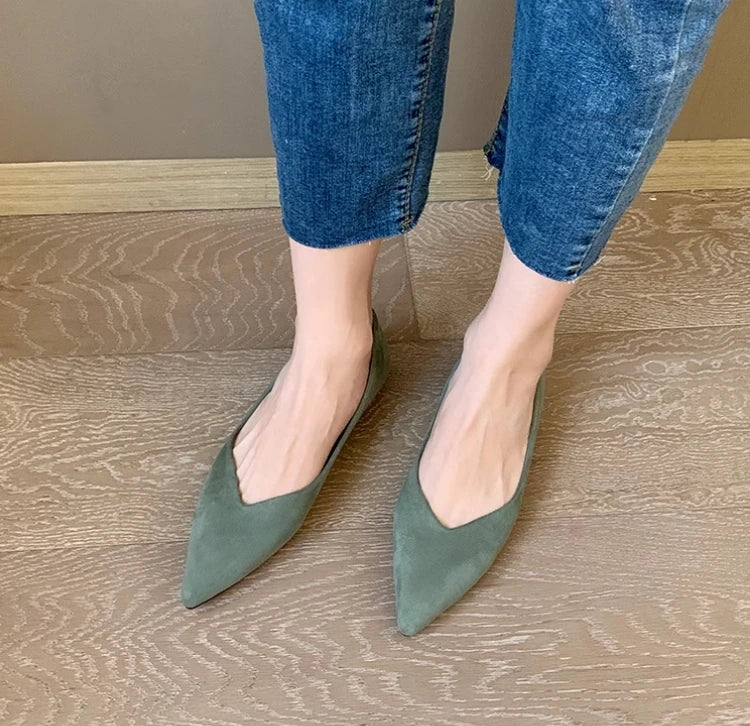Spring Autumn Women Flats Pointed Toe New 2021 Plaid Ballet Flats Woman Shoes Solid Color Boat Shoes zapatos mujer Single Shoes