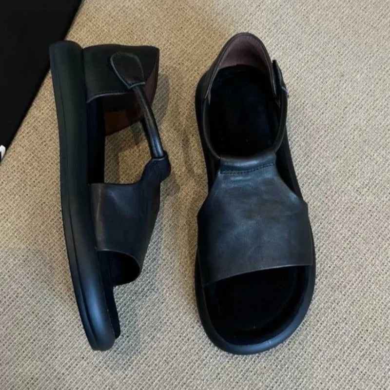 2026 Summer New Genuine Leather Elegant Fashionable Sandals for Women Platform Wedge Sandals Casual Roman Women's Shoes