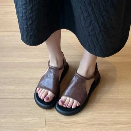 2026 Summer New Genuine Leather Elegant Fashionable Sandals for Women Platform Wedge Sandals Casual Roman Women's Shoes