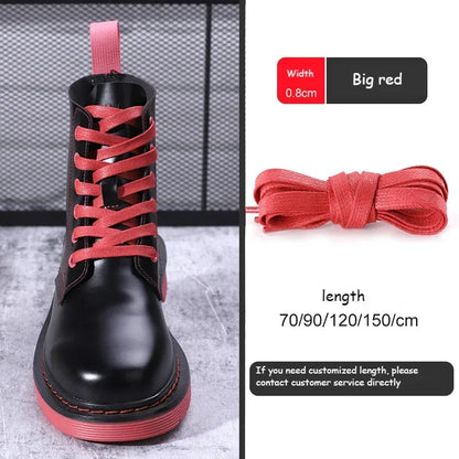 1Pair Quality Flat Waterproof Shoe laces Waxed Cotton Shoelaces Unisex Boots Casual Sneakers Shoelace Leather Laces Shoes