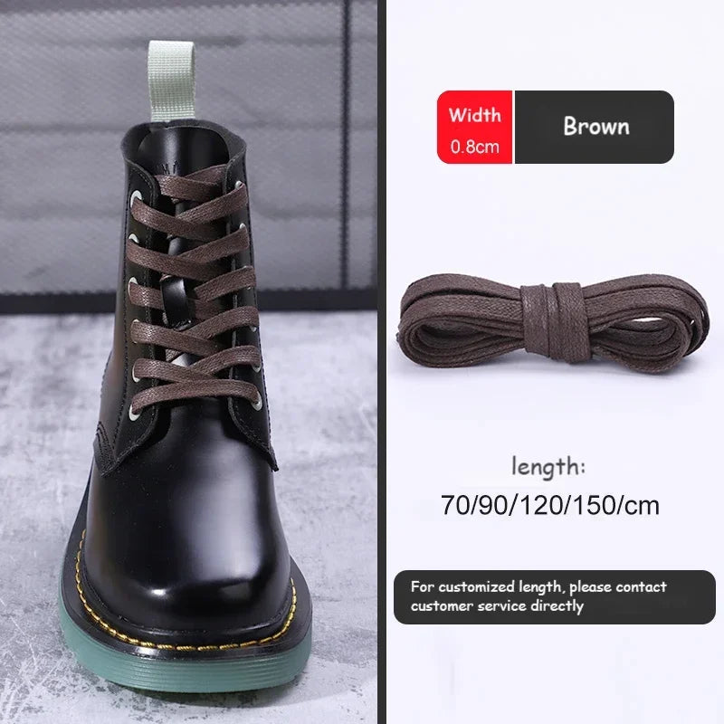 1Pair Quality Flat Waterproof Shoe laces Waxed Cotton Shoelaces Unisex Boots Casual Sneakers Shoelace Leather Laces Shoes