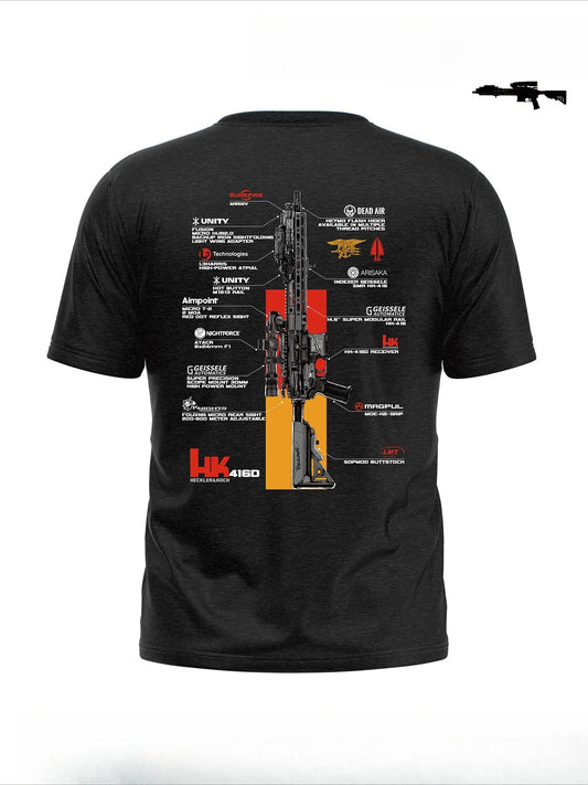 HK416D Tactical Army Fan Club Outdoor Training Competition Women Men T-shirt Pure Cotton Original Loose Oversized Tee Crew Neck