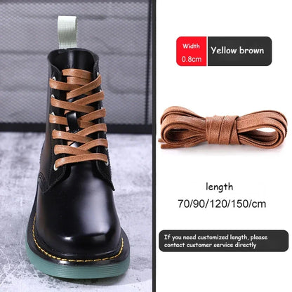 1Pair Quality Flat Waterproof Shoe laces Waxed Cotton Shoelaces Unisex Boots Casual Sneakers Shoelace Leather Laces Shoes
